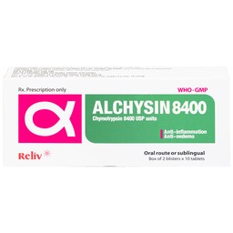 Thuốc Alchysin 8400 Reliv điều trị các trường hợp phù nề sau chấn thương (2 vỉ x 10 viên)