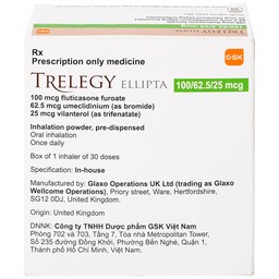 Thuốc bột hít phân liều Trelegy Ellipta GSK điều trị bệnh phổi tắc nghẽn mãn tính (30 liều hít)