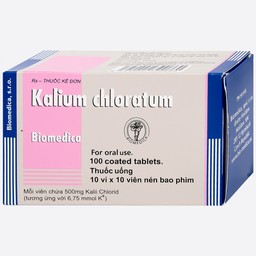 Thuốc Kalium Chloratum Biomedica dùng trong phòng và điều trị một số trường hợp thiếu kali (10 vỉ x 10 viên)