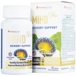 Viên uống hỗ trợ tăng tuần hoàn não, cải thiện trí nhớ Mind Plus Vitamins For Life (30 viên)