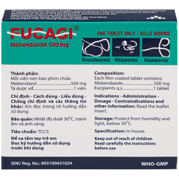 Thuốc Fucagi 500mg Agimexpharm điều trị nhiễm một hoặc nhiều loại giun đường ruột (1 viên)