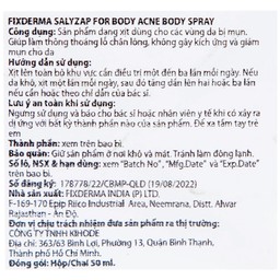 Xịt mụn lưng Fixderma Salyzap 50ml