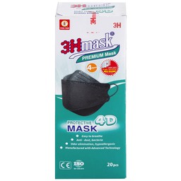 Khẩu trang 4 lớp Vĩnh Tiến 4D 3Hmask màu đen (20 cái) ngăn khói bụi, vi khuẩn