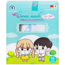 Khẩu trang trẻ em 3 lớp 3D Swan Mask quai vải (10 cái) ngăn khói bụi, vi khuẩn và giọt bắn