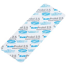 Thuốc SaViProlol 2,5 điều trị tăng huyết áp, đau thắt ngực (3 vỉ x 10 viên) 
