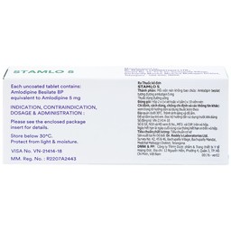 Thuốc Stamlo 5 Dr. Reddy's điều trị tăng huyết áp, đau thắt ngực ổn định mạn tính (2 vỉ x 10 viên)