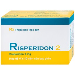 Thuốc Risperidon 2 Hasan điều trị bệnh tâm thần phân liệt (5 vỉ x 10 viên) 