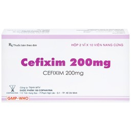 Thuốc Cefixim 200mg Cophavina điều trị nhiễm khuẩn (2 vỉ x 10 viên)