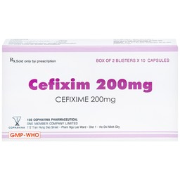 Thuốc Cefixim 200mg Cophavina điều trị nhiễm khuẩn (2 vỉ x 10 viên)