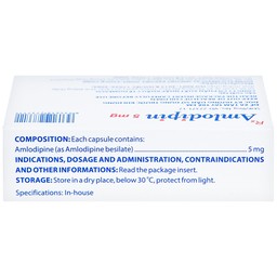 Thuốc Amlodipin 5mg Domesco điều trị tăng huyết áp, đau thắt ngực (3 vỉ x 10 viên)