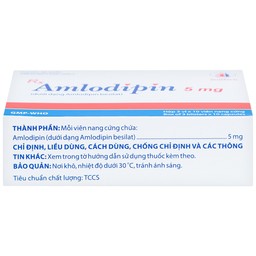 Thuốc Amlodipin 5mg Domesco điều trị tăng huyết áp, đau thắt ngực (3 vỉ x 10 viên)