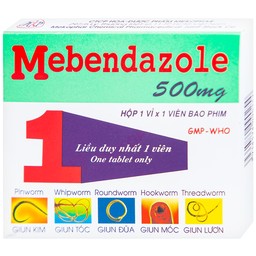 Viên nén Mebendazole 500mg Mekophar điều trị nhiễm một hay nhiều loại giun (1 viên)