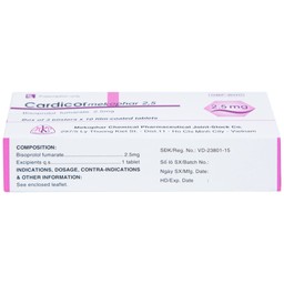 Thuốc Cardicor Mekophar 2.5 điều trị tăng huyết áp, đau thắt ngực (3 vỉ x 10 viên)