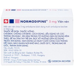 Viên nén Normodipine 5mg Gedeon điều trị tăng huyết áp, đau thắt ngực ổn định (3 vỉ x 10 viên)