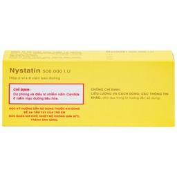 Thuốc Nystatin 500.000I.U Vidipha dự phòng và điều trị nhiễm nấm Candida (2 vỉ x 8 viên) 