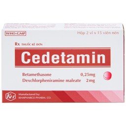 Thuốc Cedetamin Khapharco điều trị viêm mũi dị ứng, mày đay (2 vỉ x 15 viên) 