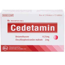 Thuốc Cedetamin Khapharco điều trị viêm mũi dị ứng, mày đay (2 vỉ x 15 viên) 