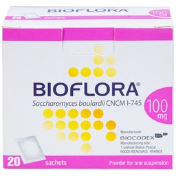 Bột Bioflora 100mg Biocodex điều trị tiêu chảy (20 gói)