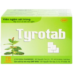 Viên ngậm sát trùng Tyrotab Pharmedic điều trị viêm họng, viêm amidan (10 vỉ x 8 viên)