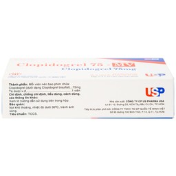 Thuốc Clopidogrel 75 - MV USP làm giảm hay dự phòng các biến cố huyết khối (3 vỉ x 10 viên)