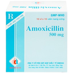 Thuốc Amoxicillin 500mg Domesco điều trị nhiễm khuẩn (10 vỉ x 10 viên)