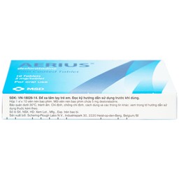 Thuốc Aerius 5mg MSD giảm nhanh các triệu chứng viêm mũi dị ứng, mày đay (1 vỉ x 10 viên)