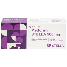 Viên nén Metformin Stella 500mg điều trị bệnh đái tháo đường típ 2 (3 vỉ x 10 viên)