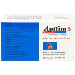 Thuốc Apitim 5 DHG điều trị tăng huyết áp (3 vỉ x 10 viên)