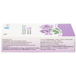 Thuốc Rosepire 3mg/0,02mg Exeltis tím dùng để tránh thai (1 vỉ x 28 viên)