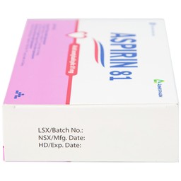 Thuốc Aspirin 81 Agimexpharm phòng ngừa nhồi máu cơ tim, đột quỵ (20 vỉ x 10 viên)