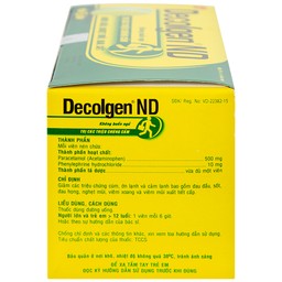 Thuốc Decolgen ND United điều trị các triệu chứng cảm thông thường, viêm mũi dị ứng (25 vỉ x 4 viên)
