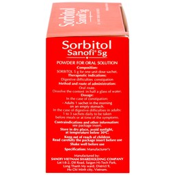 Thuốc bột Sorbitol Sanofi 5g điều trị triệu chứng táo bón, khó tiêu (20 gói x 5g)