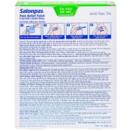 Cao dán giảm đau Salonpas Pain Relief Patch dùng trong các cơn đau vai, đau cổ (7cm x 10 cm - 5 miếng)