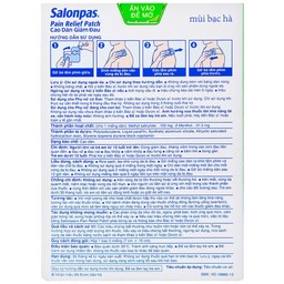 Cao dán giảm đau Salonpas Pain Relief Patch dùng trong các cơn đau vai, đau cổ (7cm x 10 cm - 5 miếng)