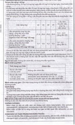 Thuốc Cepmox-Clav 875mg/125mg Imexpharm điều trị viêm xoang cấp tính do vi khuẩn, viêm tai giữa cấp tính (2 vỉ x 7 viên)