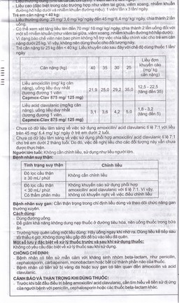 Thuốc Cepmox-Clav 875mg/125mg Imexpharm điều trị viêm xoang cấp tính do vi khuẩn, viêm tai giữa cấp tính (2 vỉ x 7 viên)