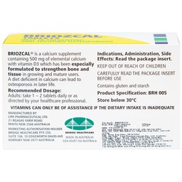 Thuốc Briozcal Bridge Healthcare dự phòng và điều trị thiếu hụt calci, vitamin D3 (3 vỉ x 10 viên)