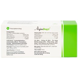 Thuốc Agimdogyl 125mg/750000IU Agimexpharm điều trị nhiễm trùng răng miệng cấp tính, mạn tính (2 vỉ x 10 viên)