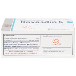 Thuốc Kavasdin 5 Khánh Hòa hỗ trợ điều trị tăng huyết áp (10 vỉ x 10 viên)
