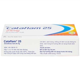Thuốc Cataflam 25 Novartis điều trị đau sau chấn thương, viêm và sưng do bong gân (1 vỉ x 10 viên)