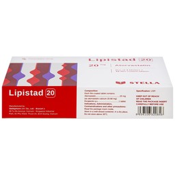 Viên nén Lipistad 20 Stella điều trị tăng cholesterol máu (3 vỉ x 10 viên)