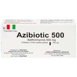 Thuốc Azibiotic 500 Medipharco điều trị nhiễm khuẩn (2 vỉ x 3 viên)