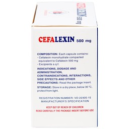 Thuốc Cefalexin 500mg Domesco điều trị nhiễm khuẩn (10 vỉ x 10 viên)