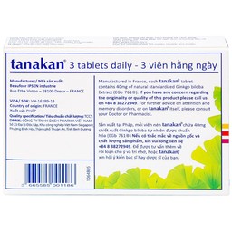 Thuốc Tanakan điều trị triệu chứng rối loạn nhận thức, rối loạn chú ý và trí nhớ (2 vỉ x 15 viên)