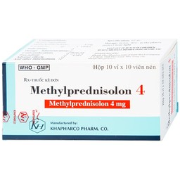 Thuốc Methylprednisolon 4 Khapharco kháng viêm, điều trị viêm khớp dạng thấp, lupus ban đỏ hệ thống (10 vỉ x 10 viên)