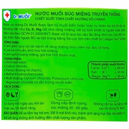 Nước súc miệng Dr. Muối hương vỏ chanh làm giảm nguy cơ các bệnh về răng miệng (500ml)