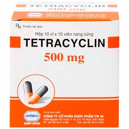 Thuốc  Tetracyclin 500mg Uphace điều trị nhiễm khuẩn đường hô hấp (10 vỉ x 10 viên)