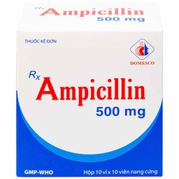 Thuốc Ampicillin 500mg Domesco điều trị nhiễm khuẩn (10 vỉ x 10 viên)