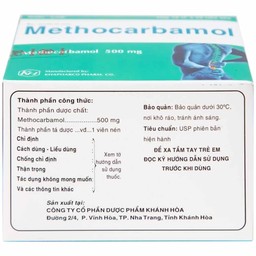 Viên nén Methocarbamol 500mg Khapharco điều trị ngắn hạn cơn đau, co thắt cơ, bong gân (10 vỉ x 10 viên)