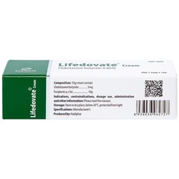 Kem bôi da Lifedovate Cream 0,05% Hadiphar điều trị các vết long eczema, viêm da (10g)
